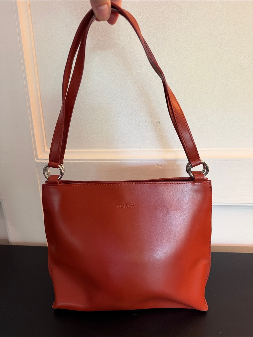 Furla Smooth Burnt Orange Leather Shoulder Bag
